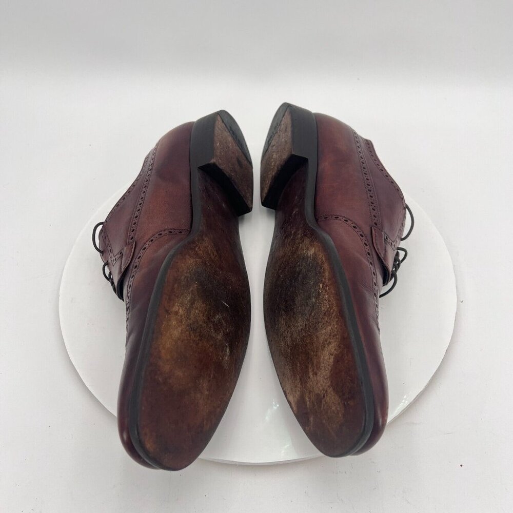 Prada Milano Men Size 9.5 Brown Perforated Leather Wingtip Derby Dress Shoes - Picture 9 of 16